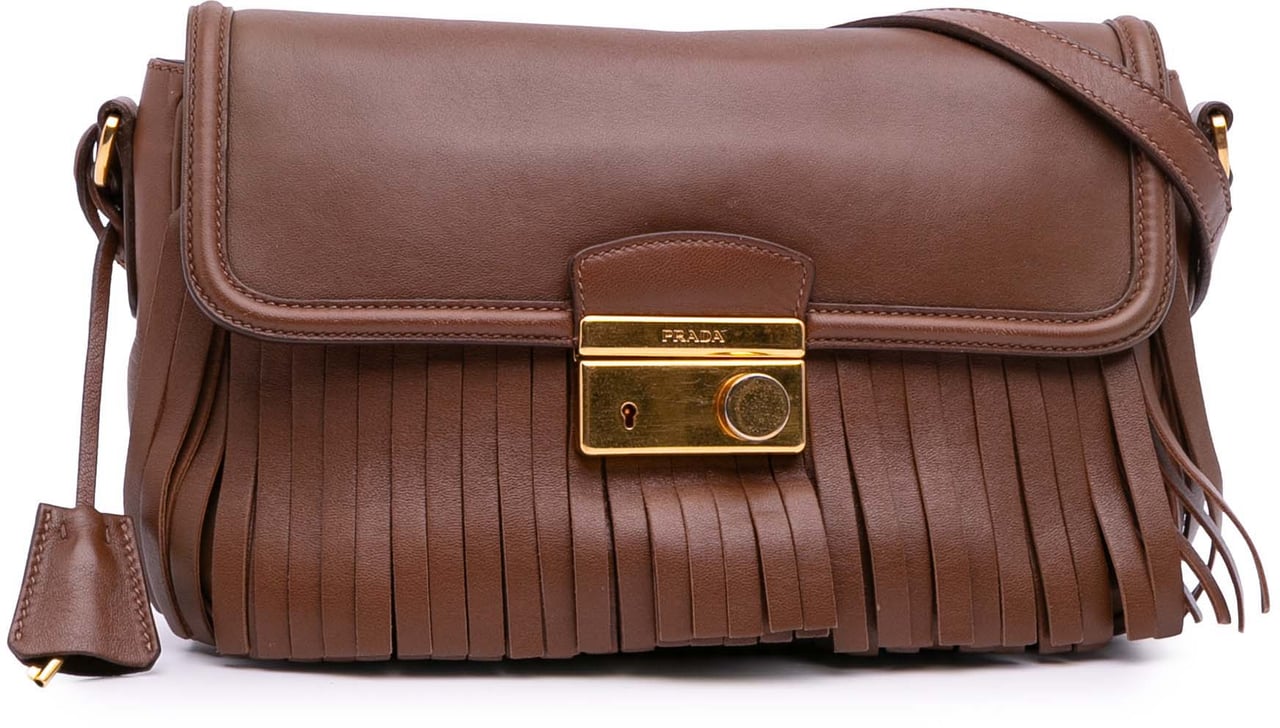 Prada Nappa Fringe Crossbody Bruin