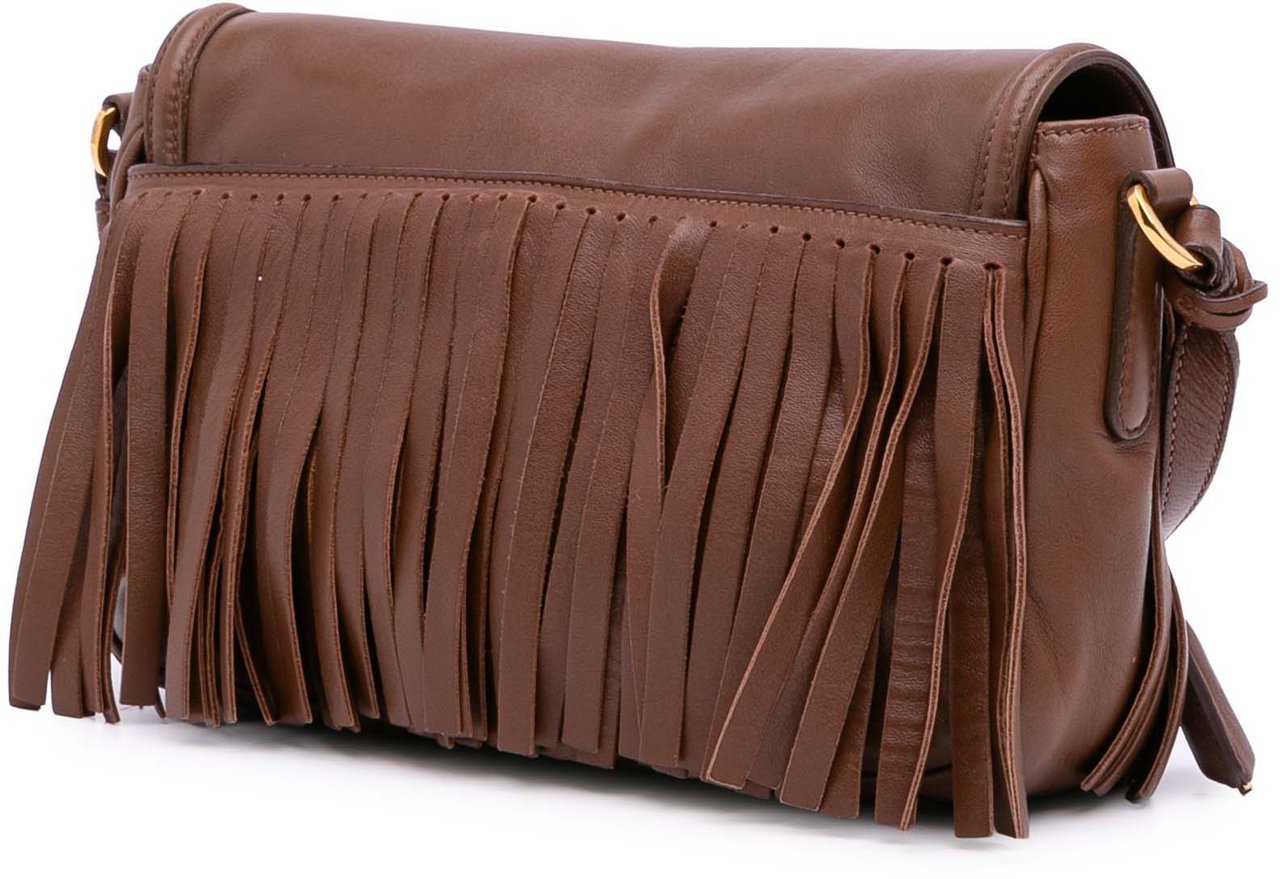 Prada Nappa Fringe Crossbody Bruin