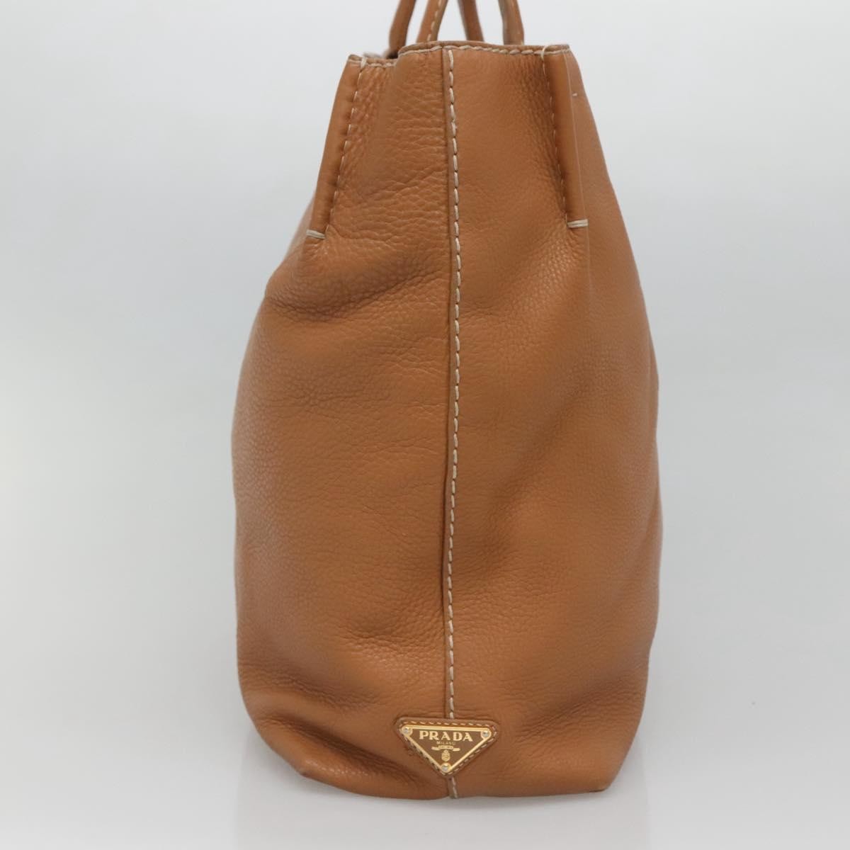 Prada Prada Embossed Logo Convertible Open Tote Vitello Daino Large Bruin