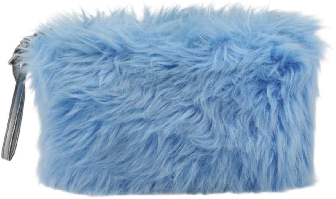 Prada Clutch Faux Fur Oversized Blauw