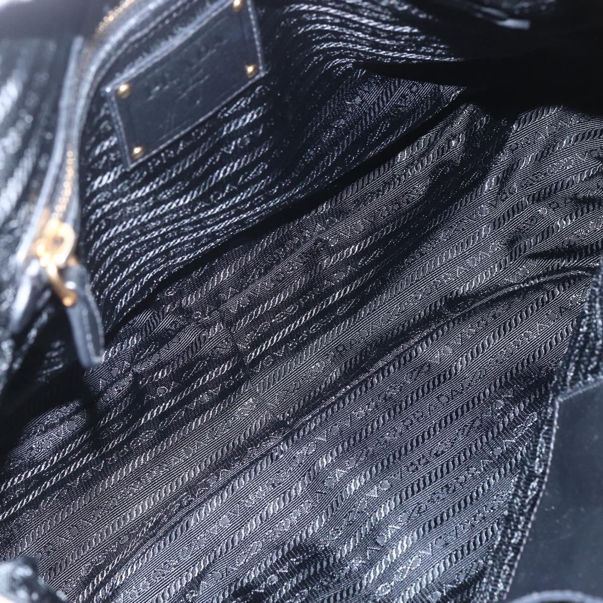 Prada Prada Waves Hobo Leather and Tessuto Large Zwart