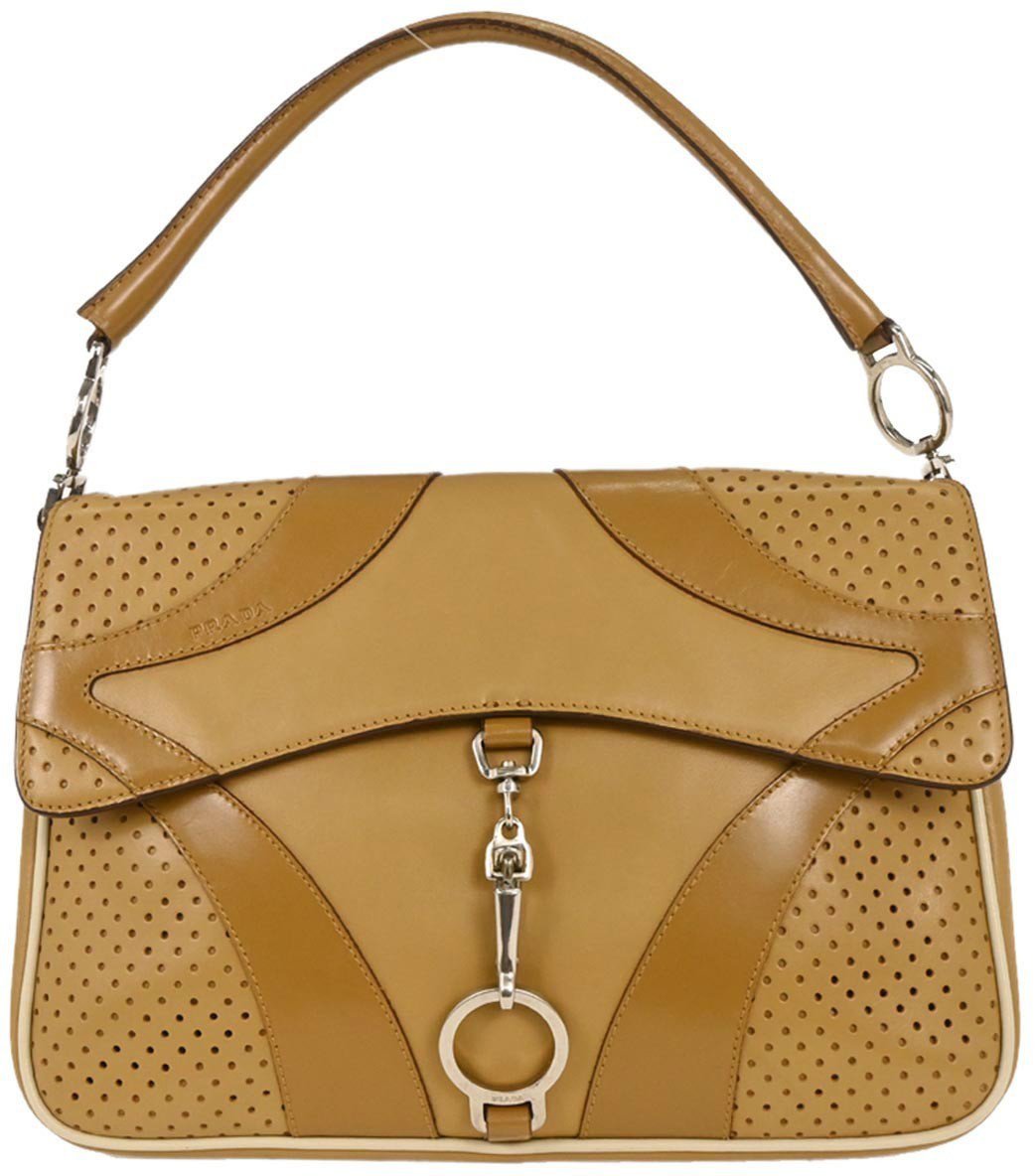 Prada Prada Vitello Drive Handbag Leather Bruin