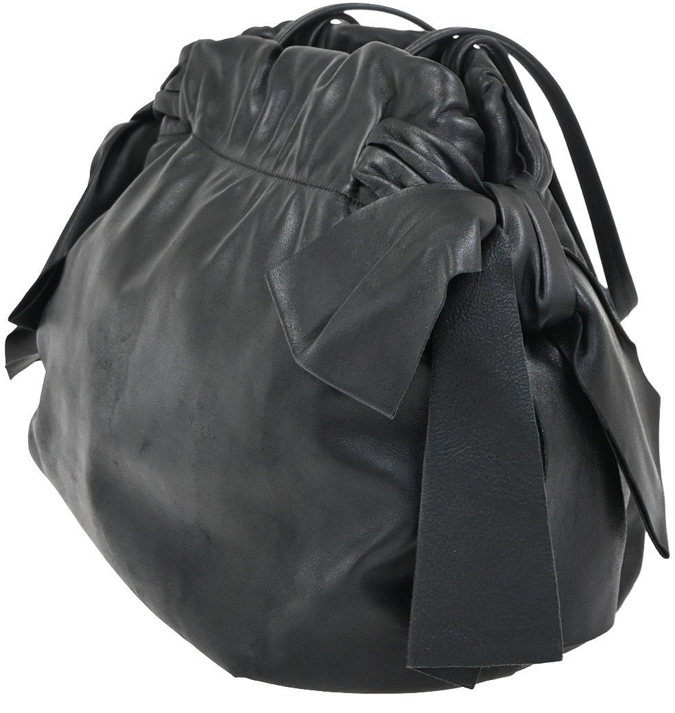 Prada Prada Bow Tie Pleated Tote Leather Large Zwart