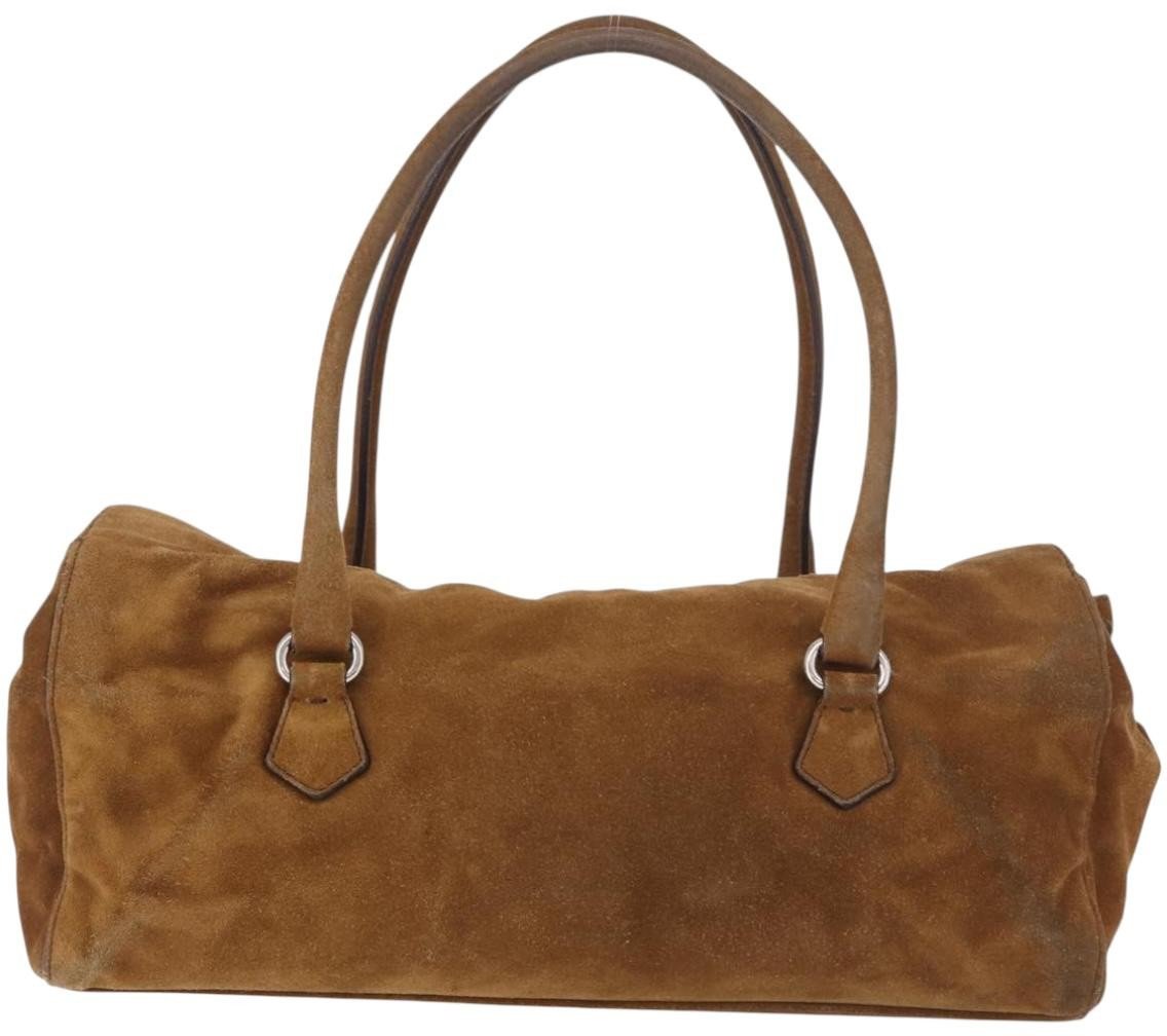 Prada Pushlock Tote Suede Bruin