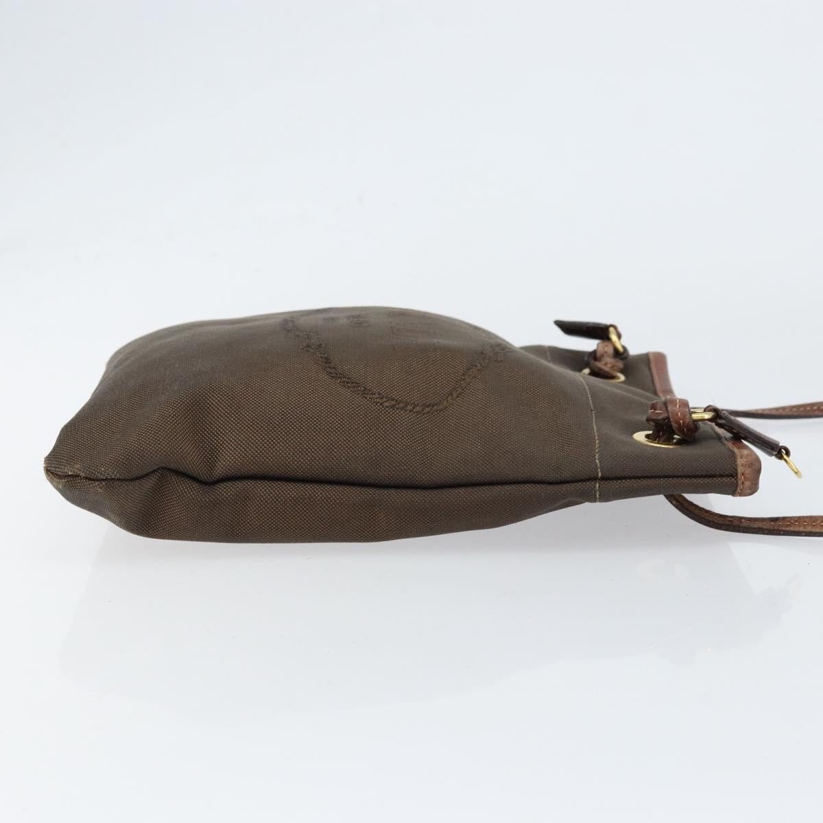 Prada Prada Logo Flat Messenger Canvas Medium Bruin