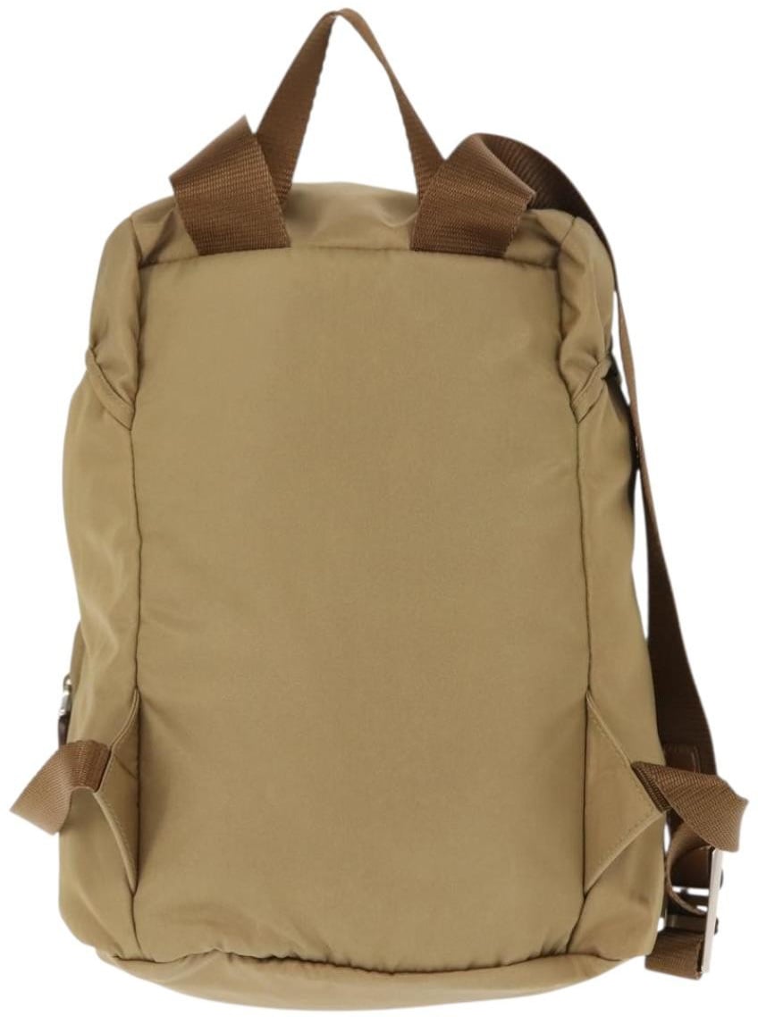 Prada Prada Double Pocket Buckle Backpack Tessuto Medium Beige
