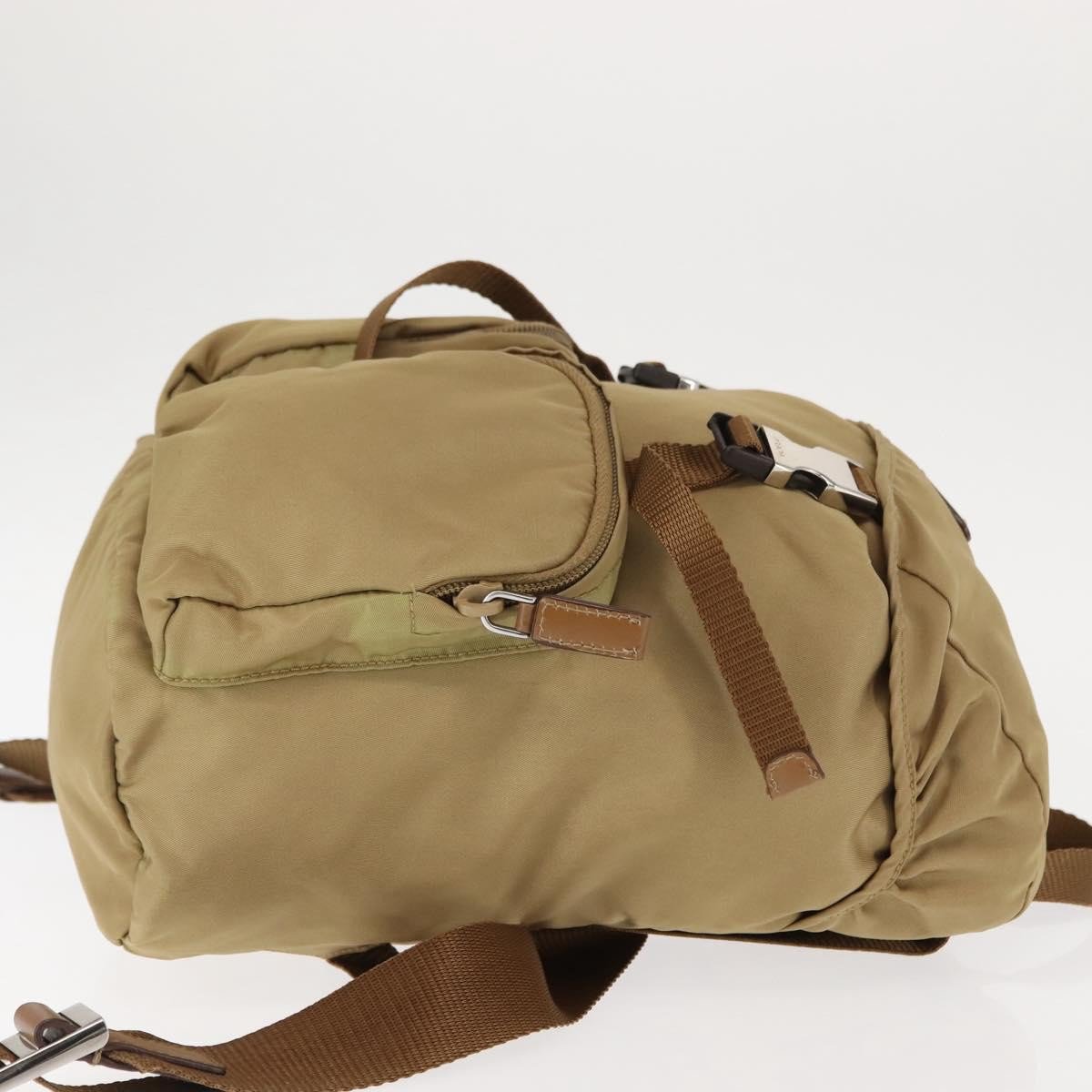 Prada Prada Double Pocket Buckle Backpack Tessuto Medium Beige