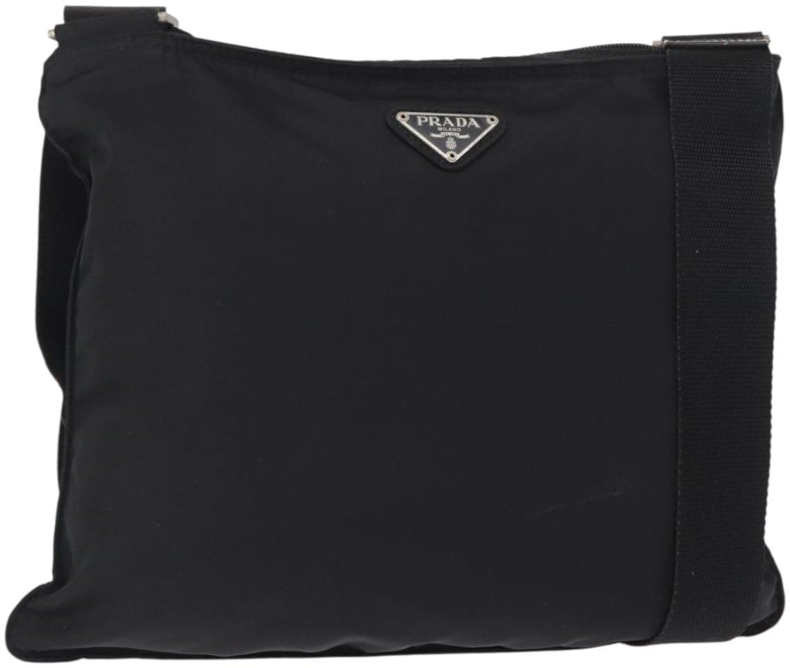 Prada Prada Zip Messenger Bag Tessuto Medium Zwart
