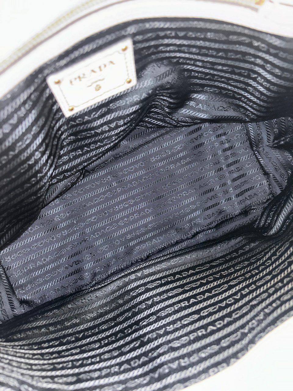 Prada Prada Prada Vitello Phenix Leather Tote Bag Black Large phenix leather Wit
