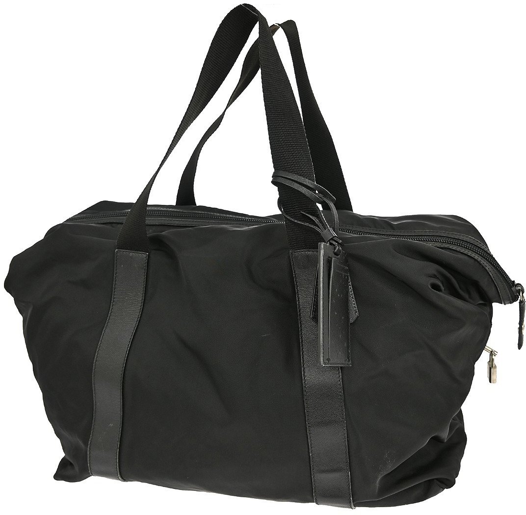 Prada Prada Weekend Duffle Bag Tessuto with Saffiano Leather Large Zwart