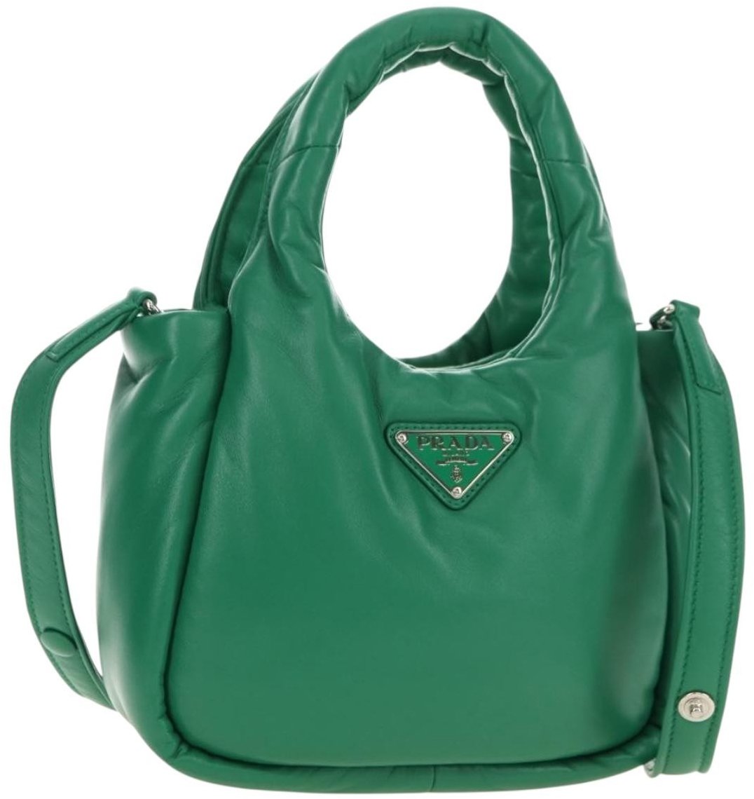 Prada Padded Soft Tote Leather Mini Groen