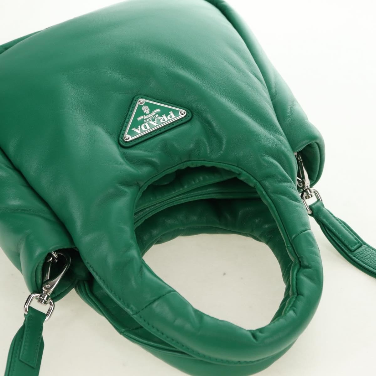 Prada Padded Soft Tote Leather Mini Groen