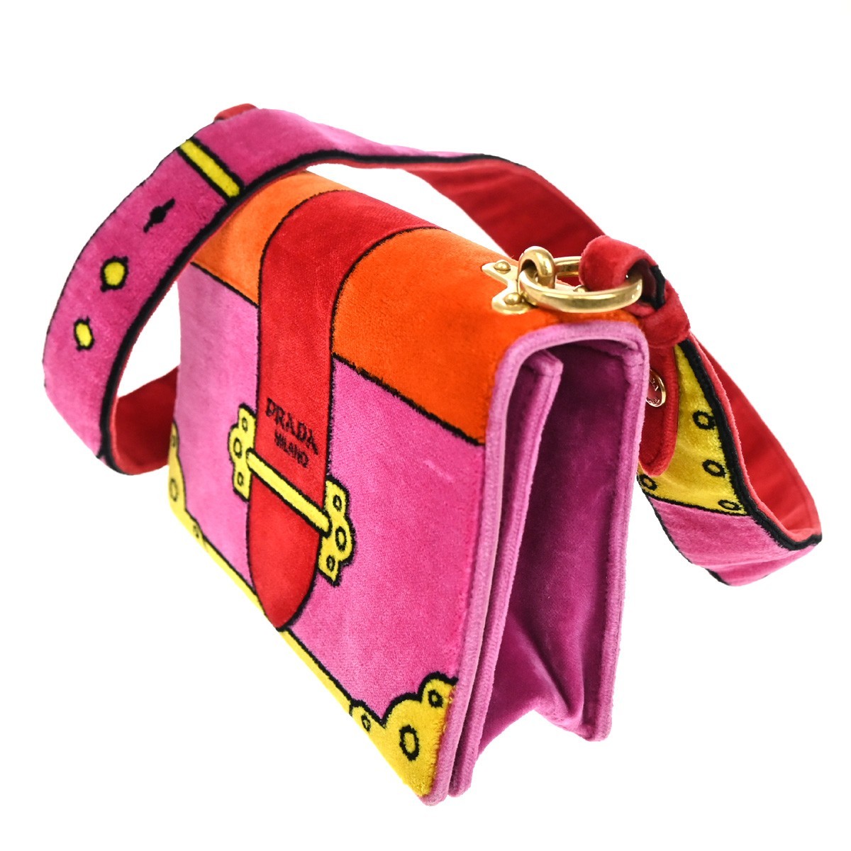 Prada Prada Cahier Crossbody Bag Printed Velvet Small Roze