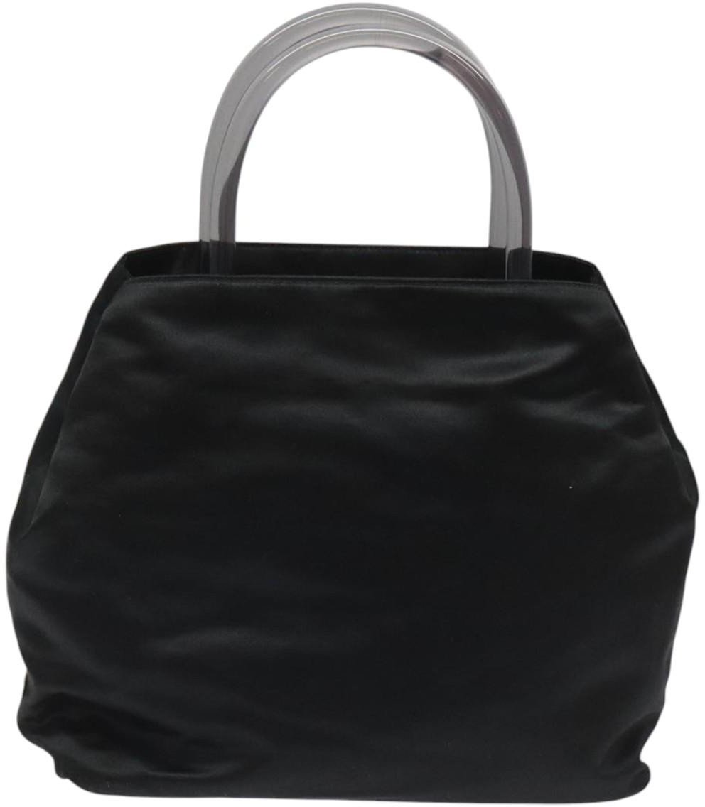Prada Prada Resin Handle Tote Satin Zwart