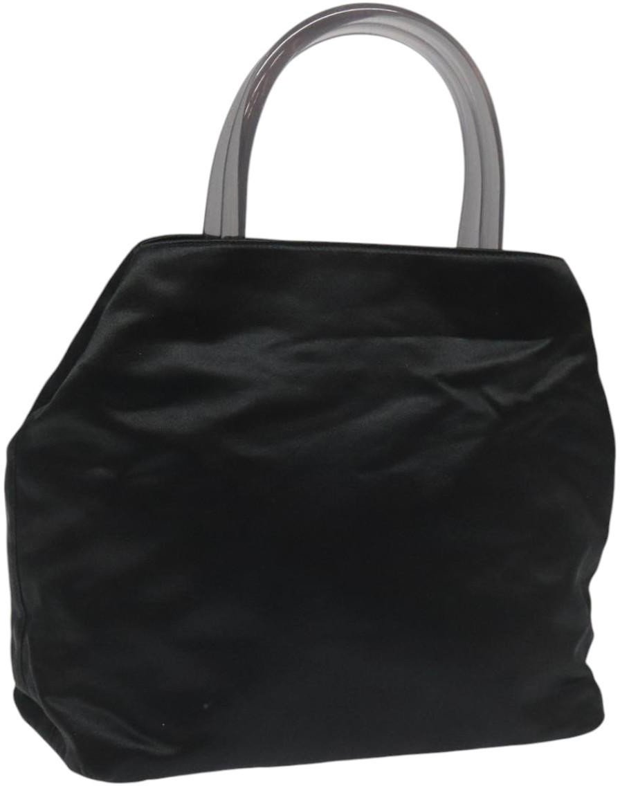 Prada Prada Resin Handle Tote Satin Zwart