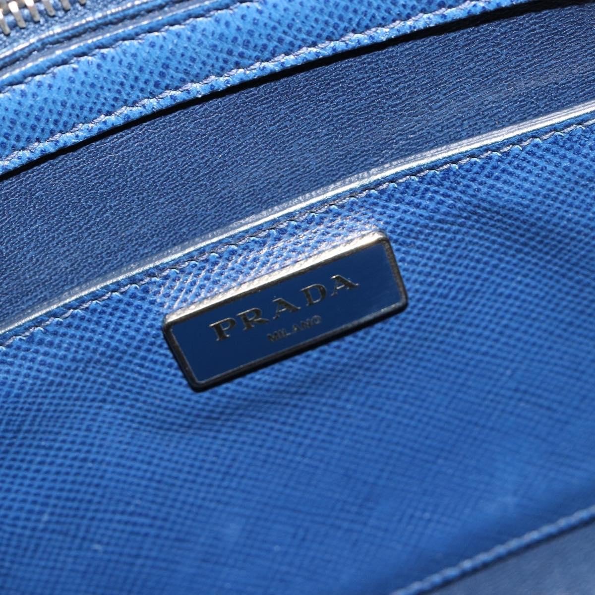 Prada Cuir Promenade Front Zip Tote Leather Medium Blauw