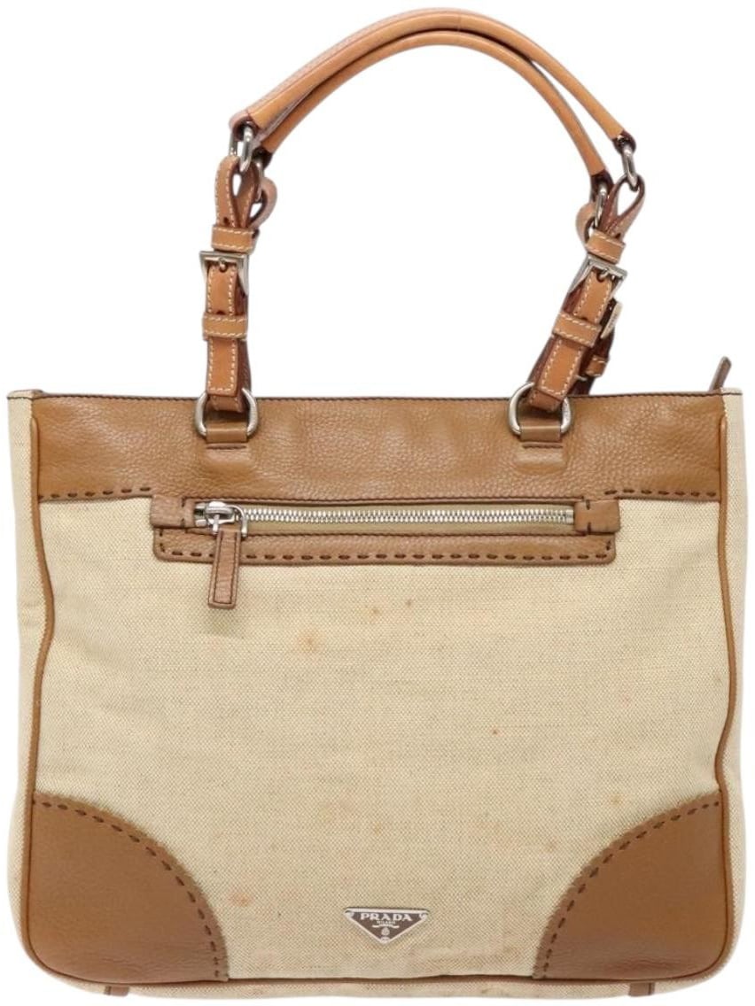 Prada Prada Vintage Convertible Tote Canvas and leather Beige