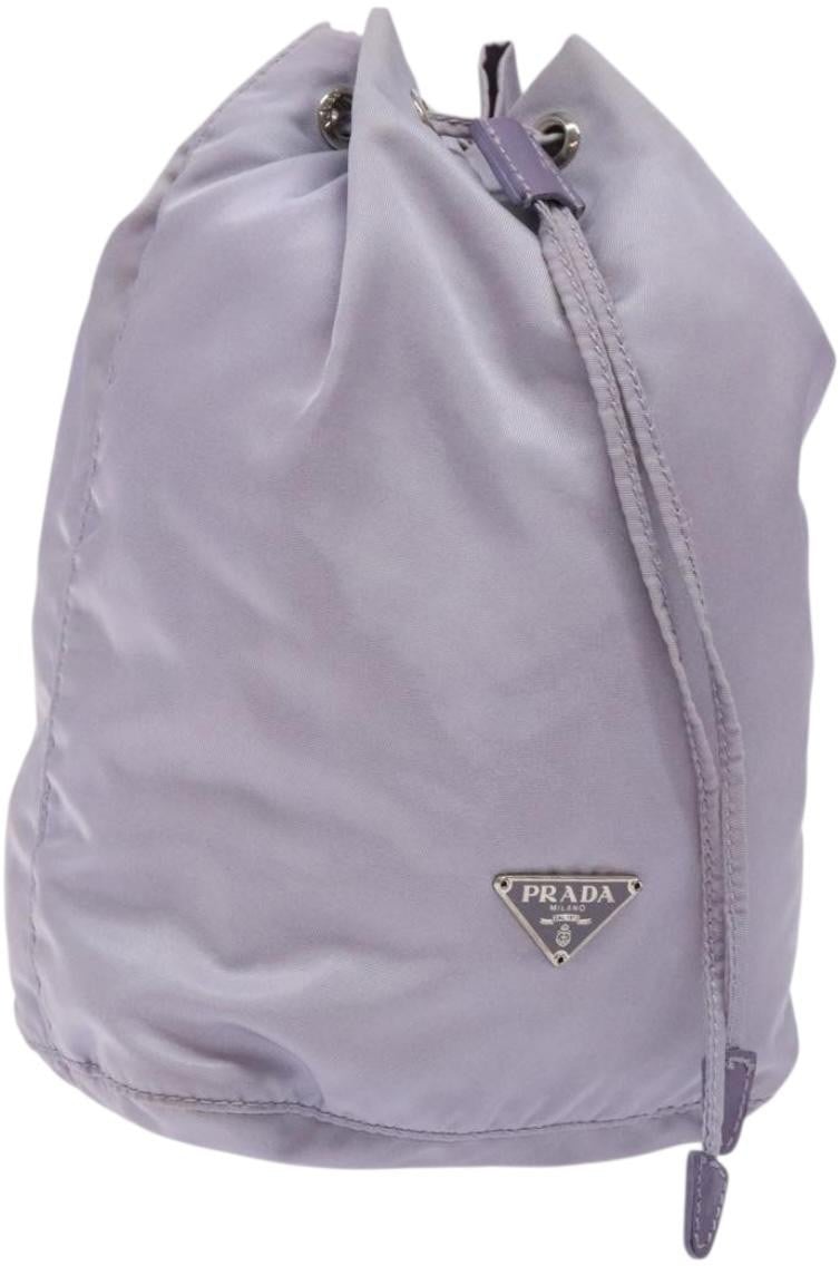 Prada Prada Vela Drawstring Bucket Pouch Tessuto Small Paars