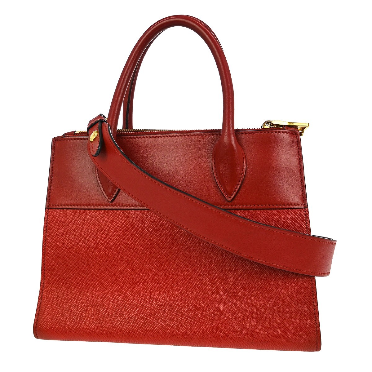 Prada Prada Paradigme Tote Saffiano with City Calf Small Rood