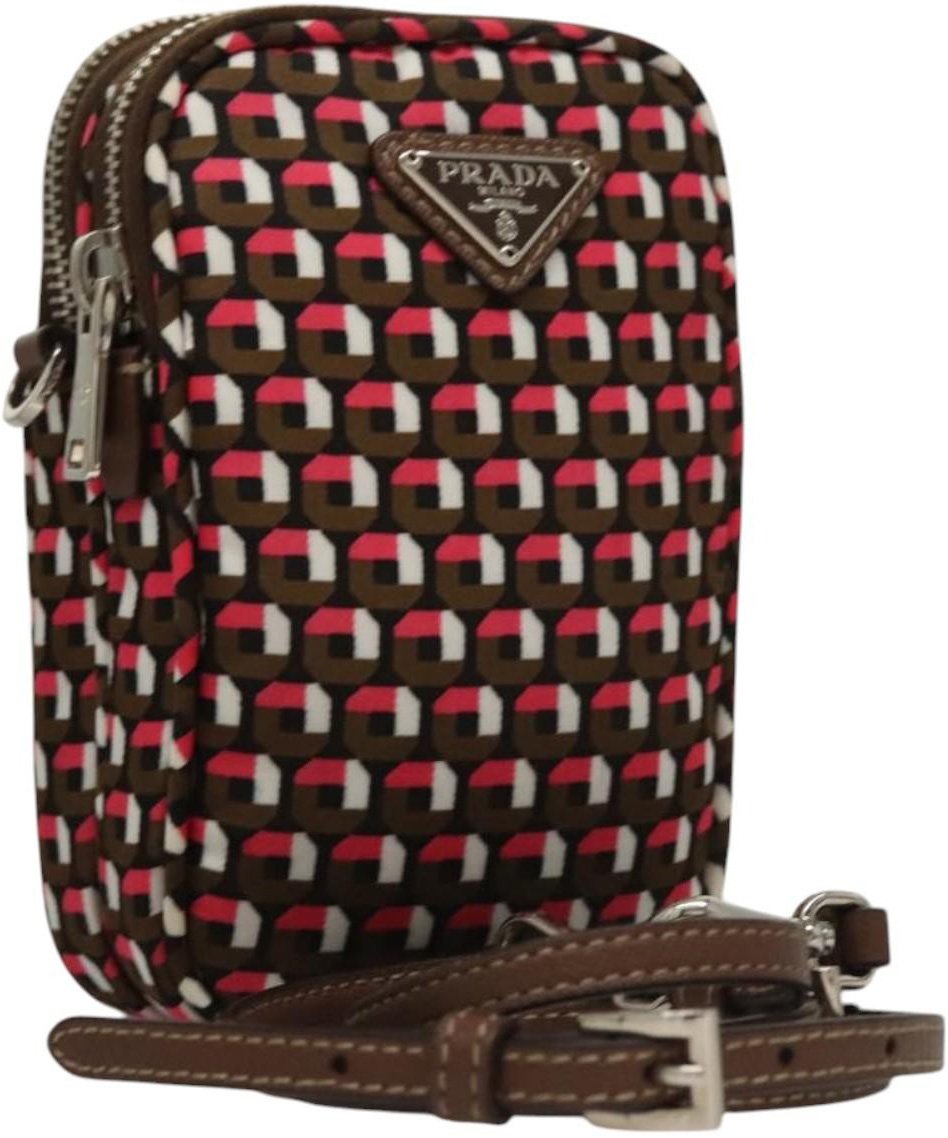 Prada Prada Baguette Shoulder Bag Quilted Tessuto with Leather Medium Bruin