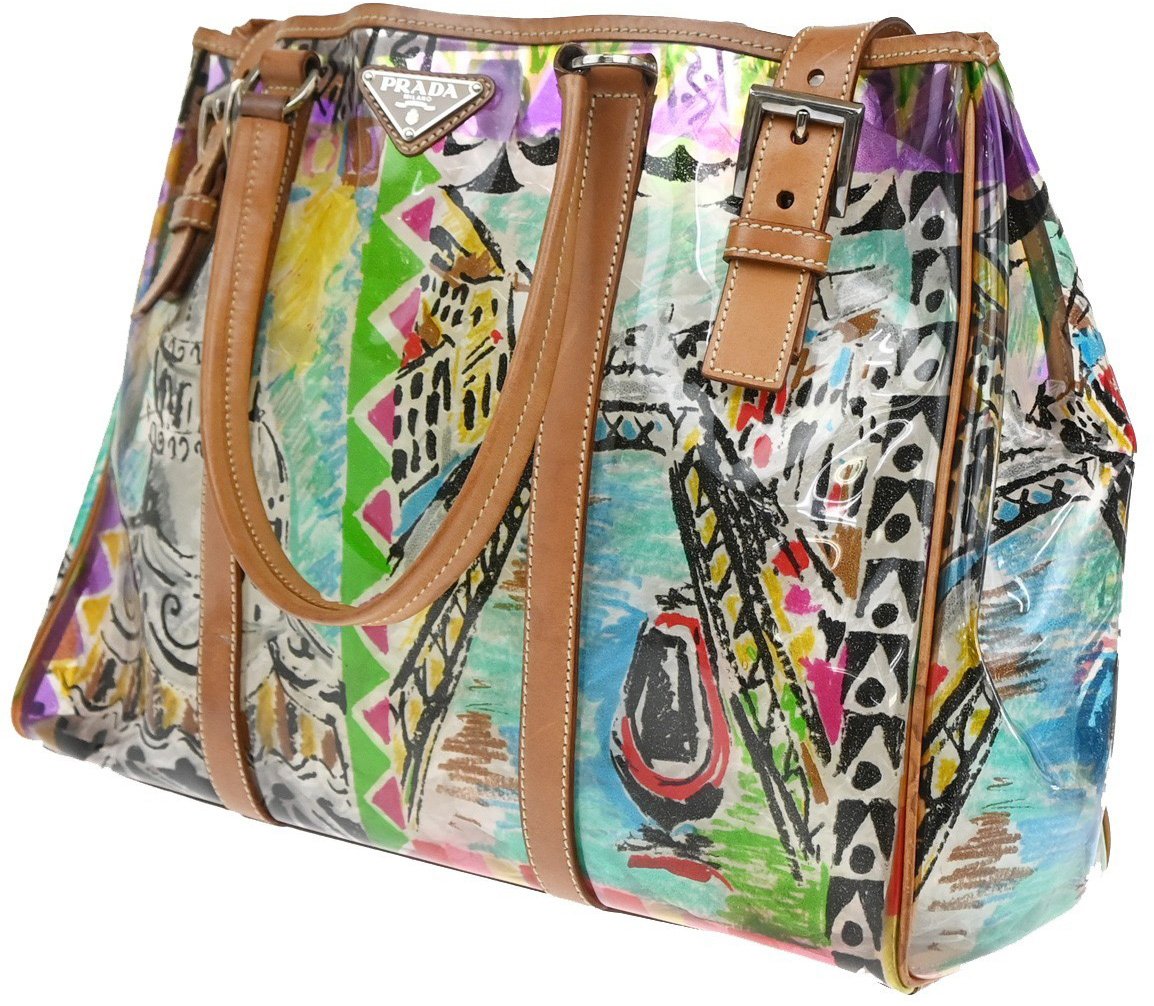 Prada Prada Venice Belted Tote Printed Canvas and Leather Large Divers