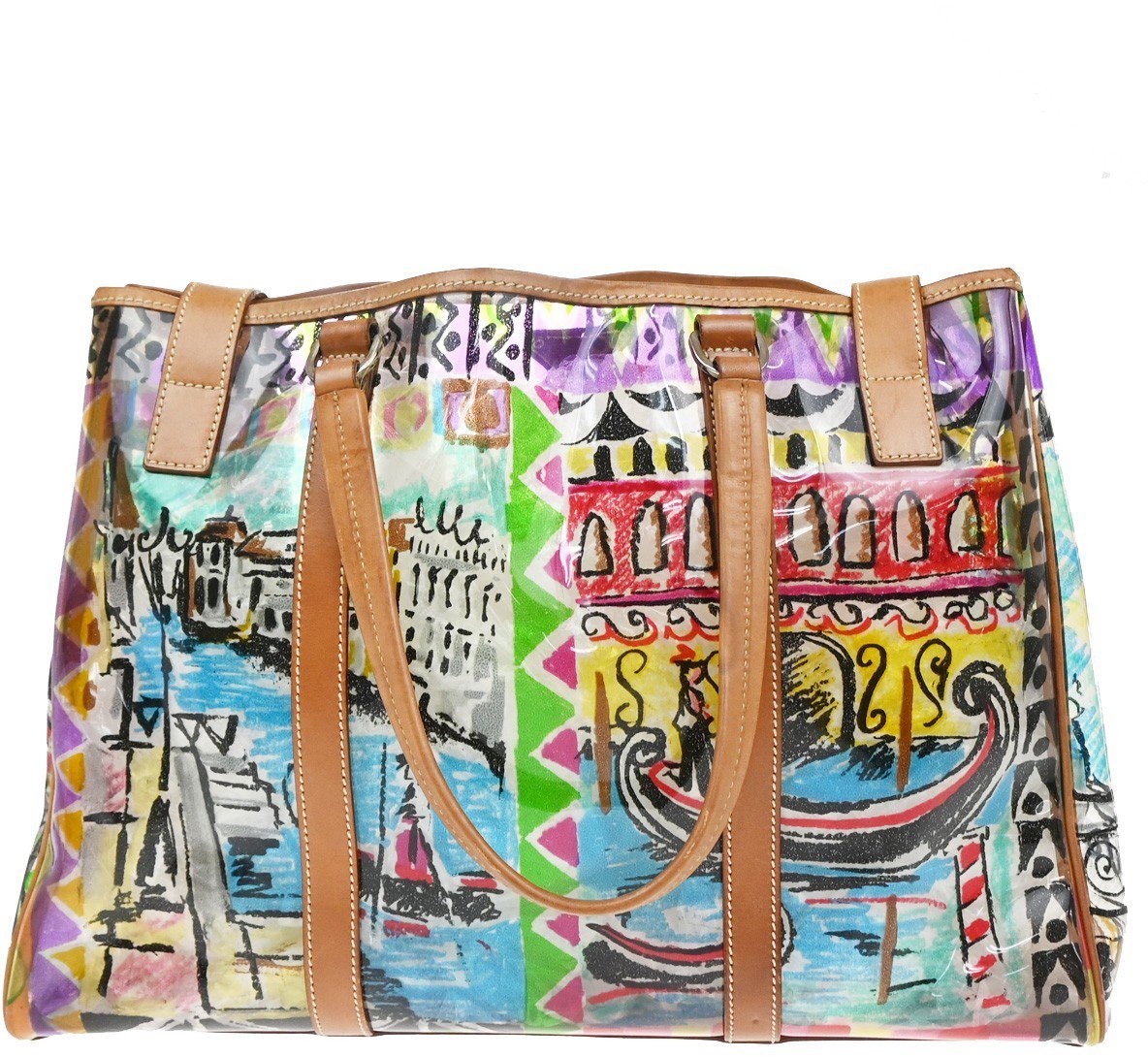 Prada Prada Venice Belted Tote Printed Canvas and Leather Large Divers