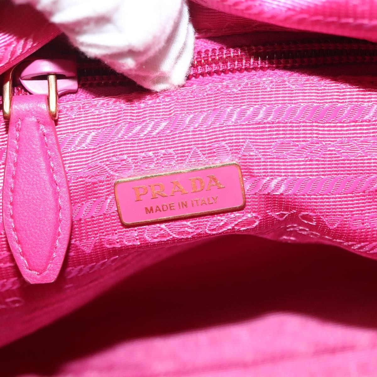 Prada Prada Logo Bow Convertible Tote Tessuto with Leather Small Roze