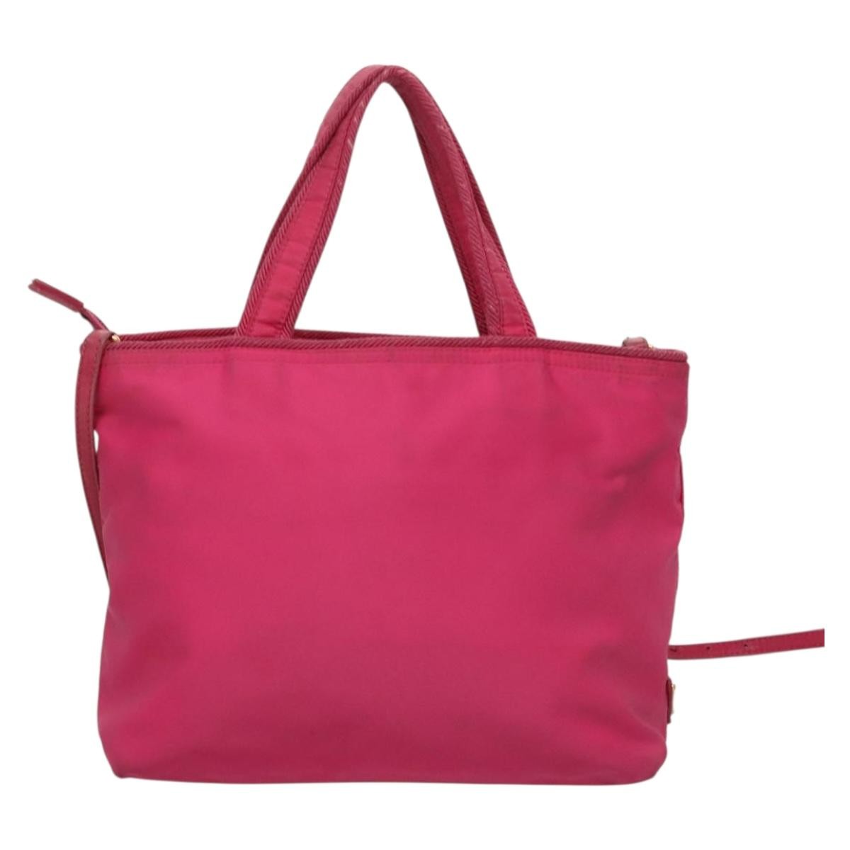 Prada Prada Logo Bow Convertible Tote Tessuto with Leather Small Roze