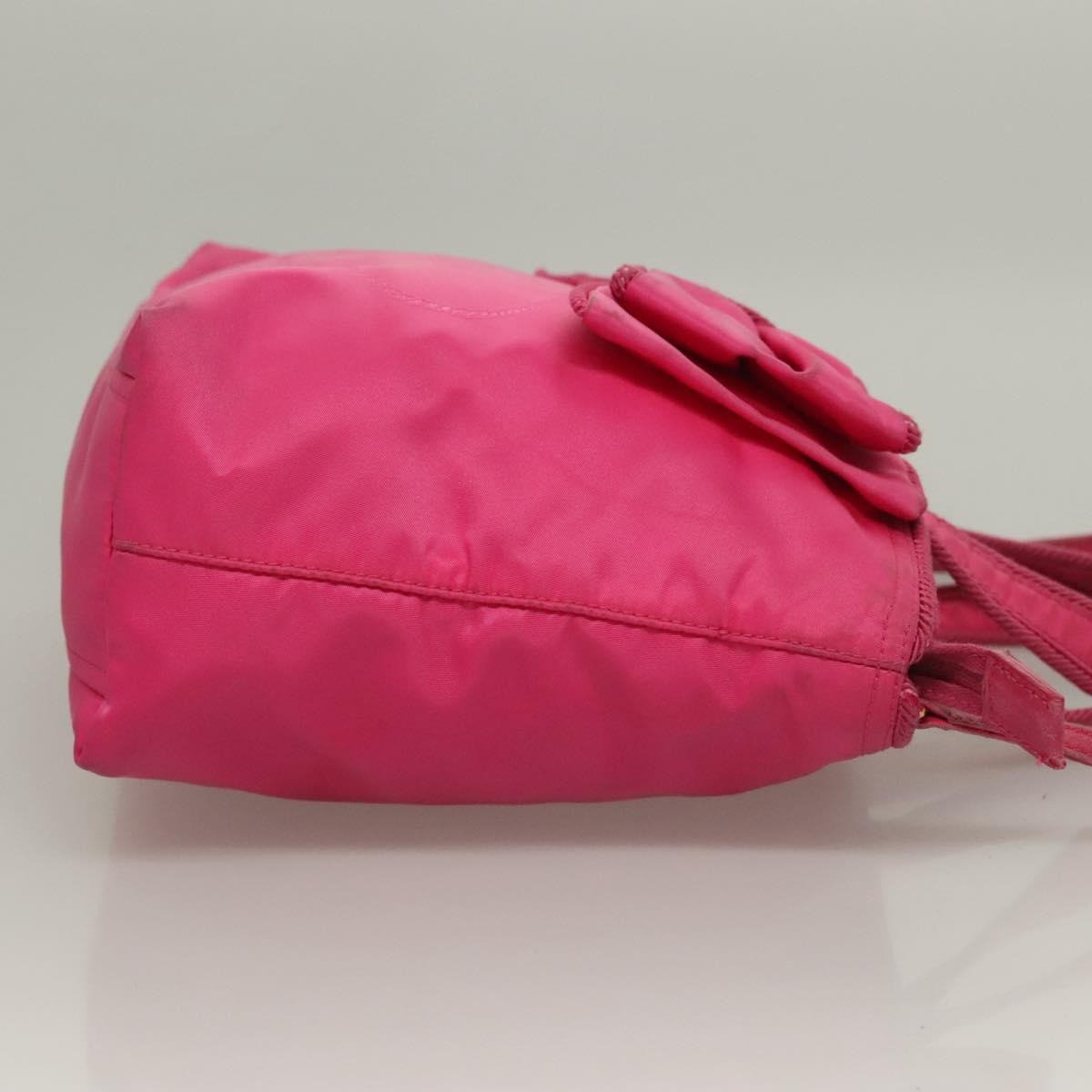 Prada Prada Logo Bow Convertible Tote Tessuto with Leather Small Roze