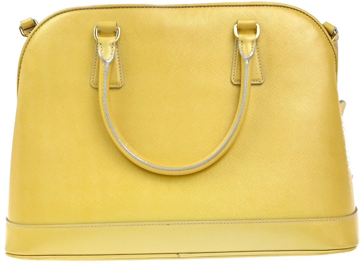 Prada Prada Open Promenade Bag Saffiano Leather Medium Geel