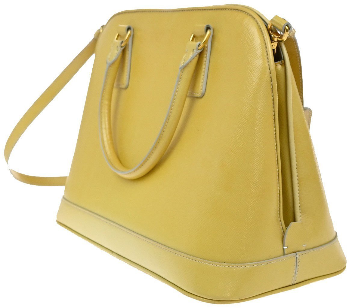 Prada Prada Open Promenade Bag Saffiano Leather Medium Geel