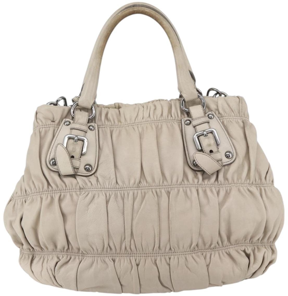 Prada Prada Gaufre Convertible Tote Nappa Leather Medium Beige