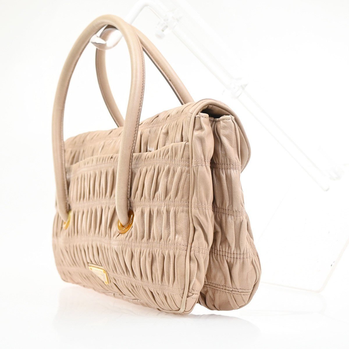 Prada Prada Turnlock Shoulder Bag Nappa Gaufre Medium Beige