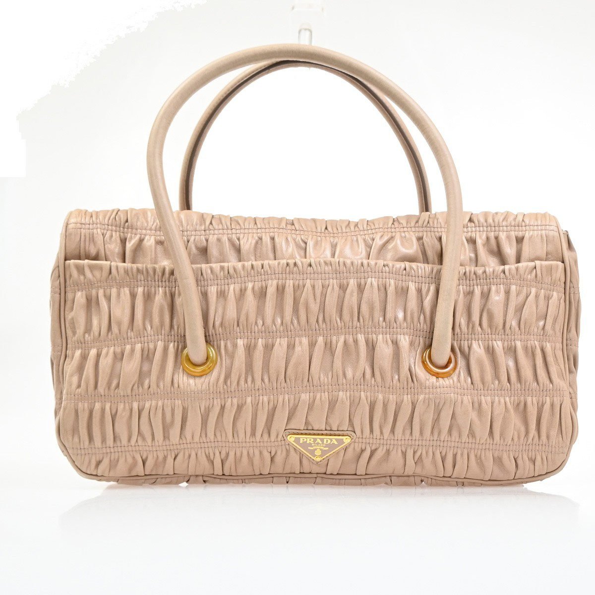 Prada Prada Turnlock Shoulder Bag Nappa Gaufre Medium Beige