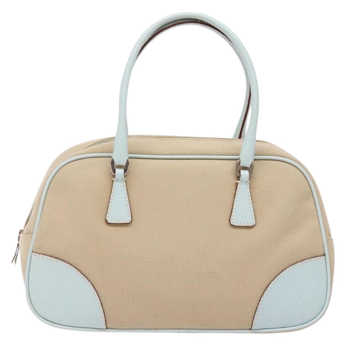 Prada Prada Bauletto Bag Canvas with Leather Beige
