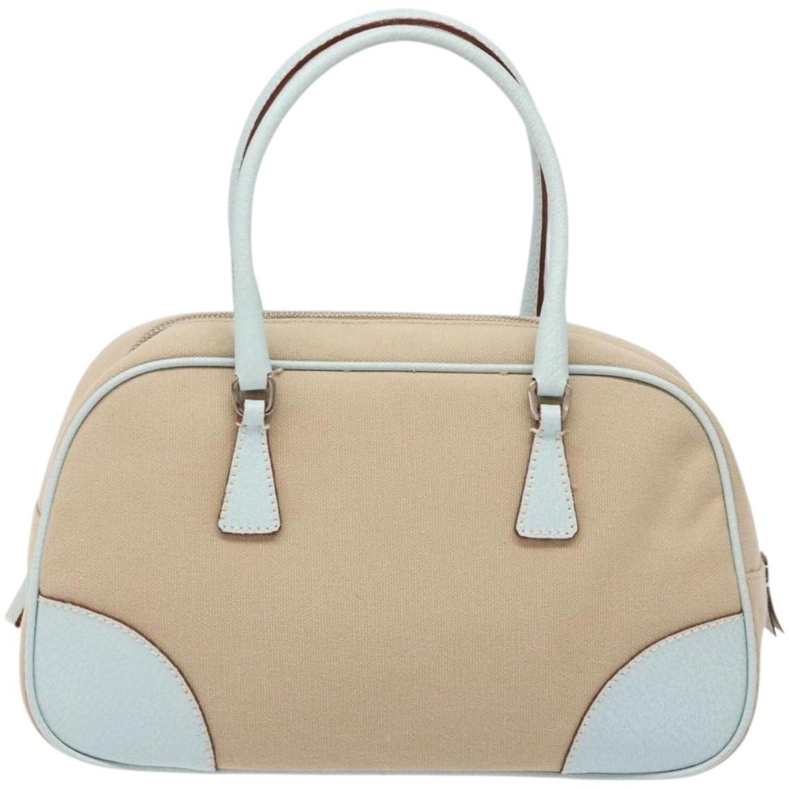 Prada Prada Bauletto Bag Canvas with Leather Beige