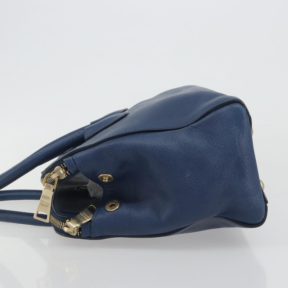 Prada Cuir Frame Double Zip Tote Saffiano Leather Large Blauw