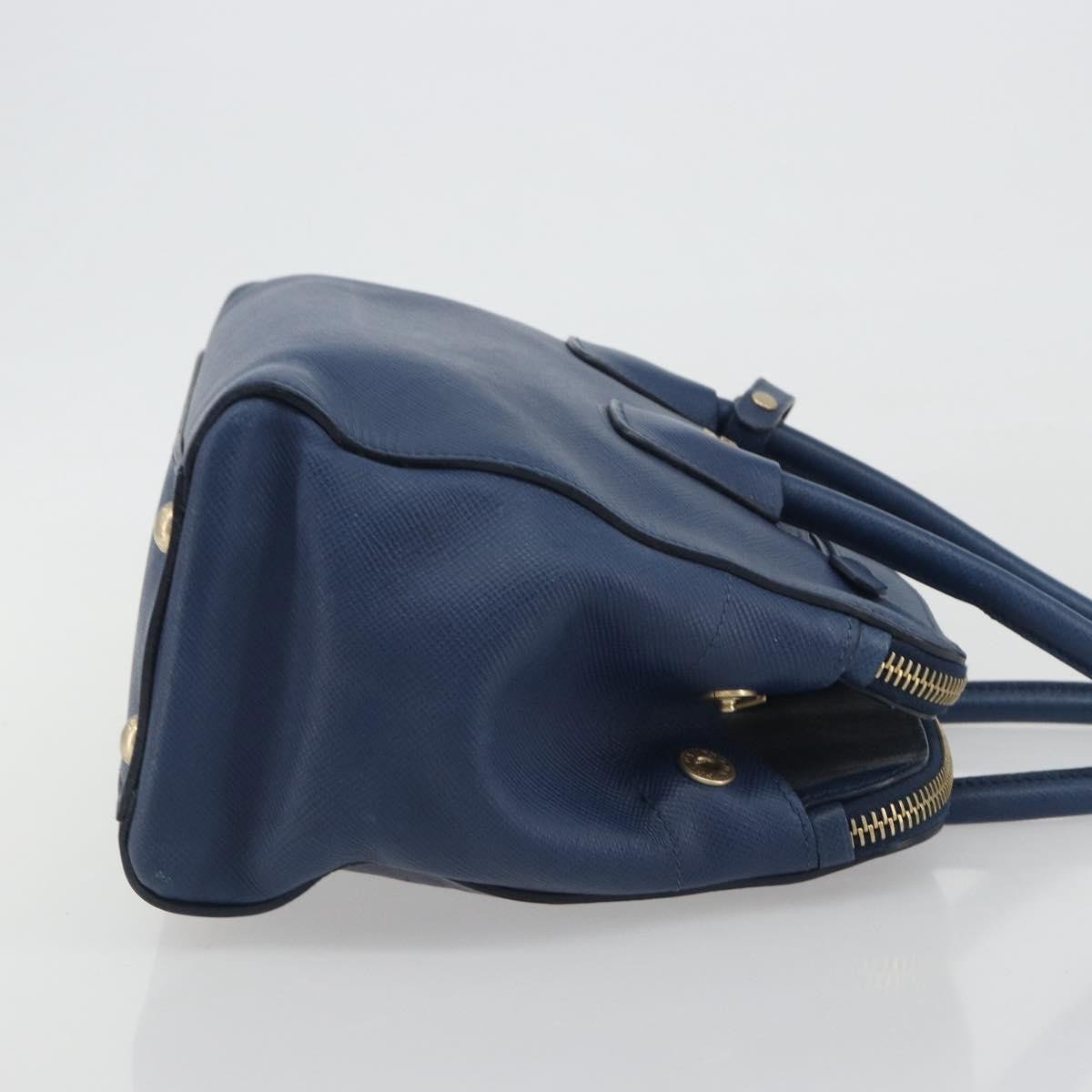 Prada Cuir Frame Double Zip Tote Saffiano Leather Large Blauw