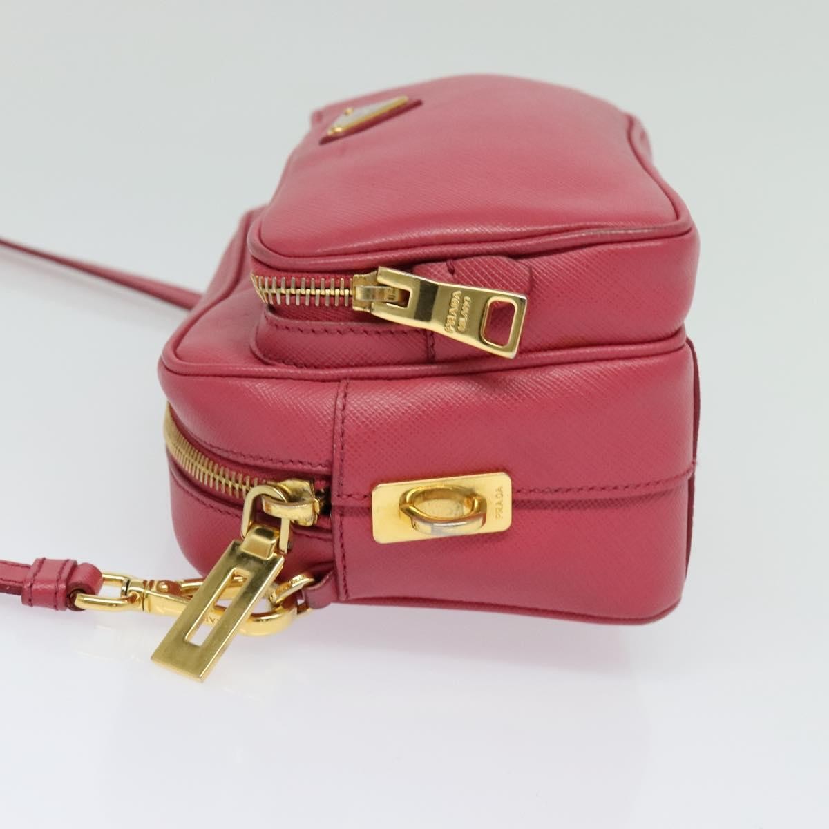 Prada Prada Front Pocket Crossbody Bag Saffiano Leather Small Roze