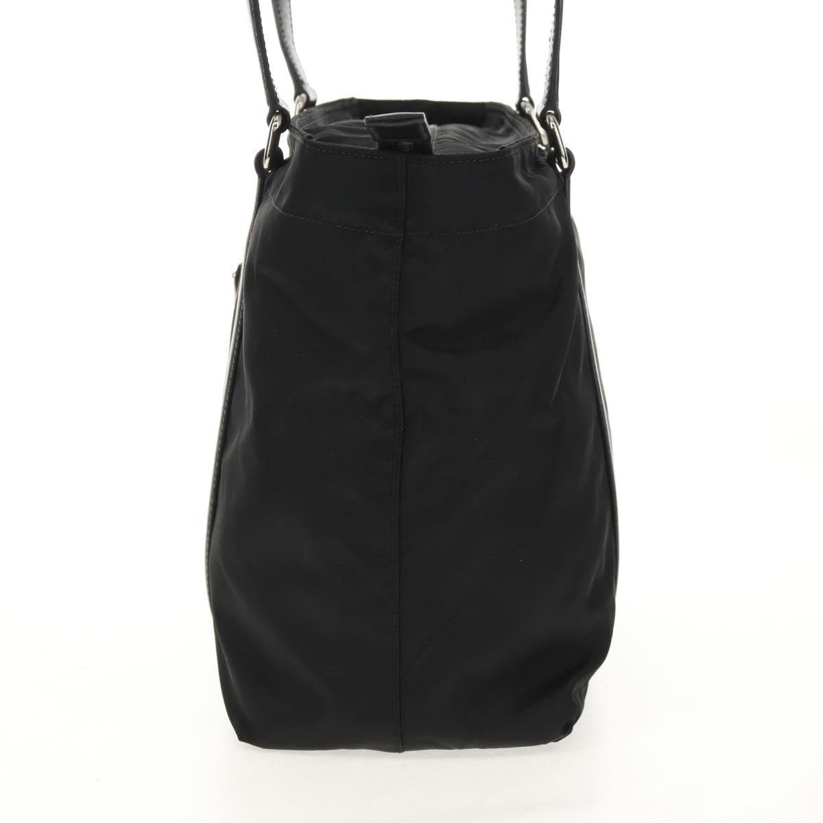 Prada Prada Front Pocket Zip Tote Tessuto with Leather Medium Zwart