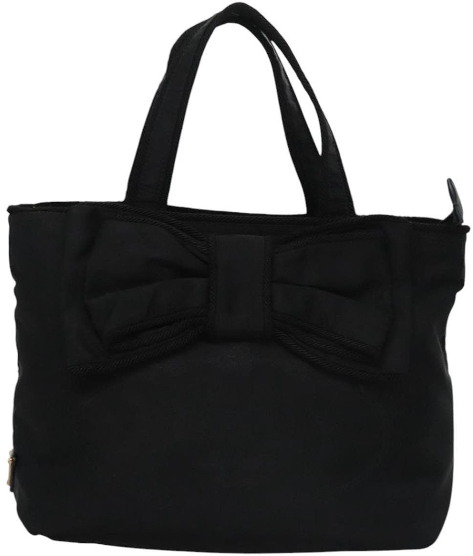 Prada Prada Logo Bow Tote Tessuto Mini Zwart
