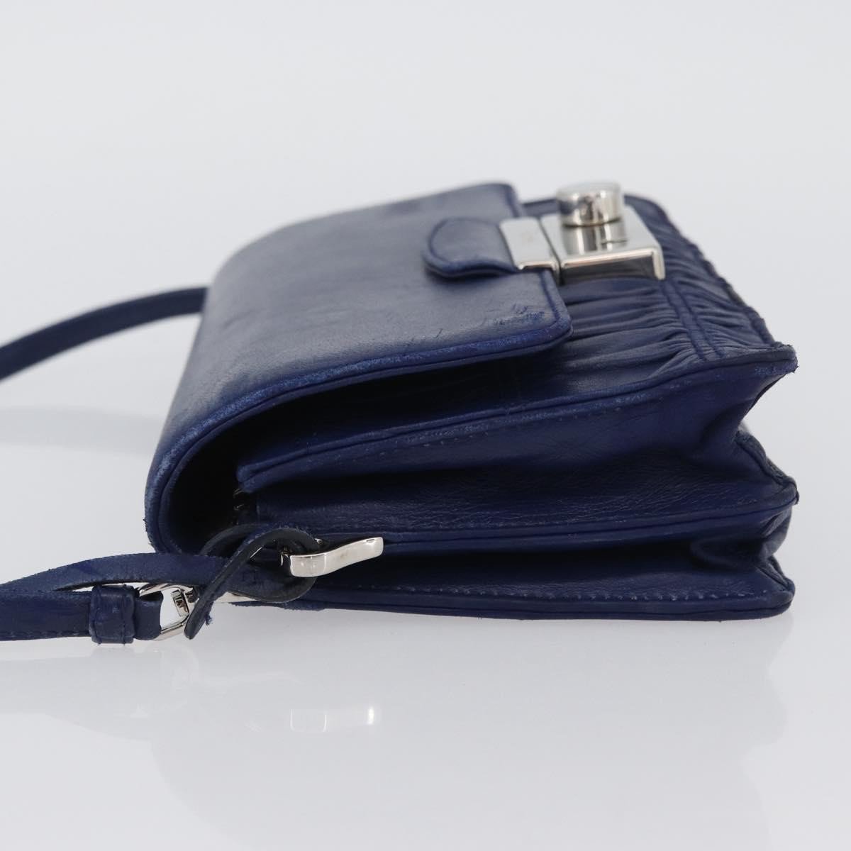 Prada Gaufre Flap Shoulder Bag Nappa Leather Medium Blauw