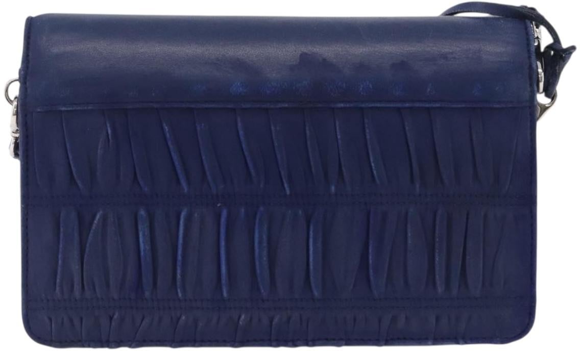 Prada Gaufre Flap Shoulder Bag Nappa Leather Medium Blauw