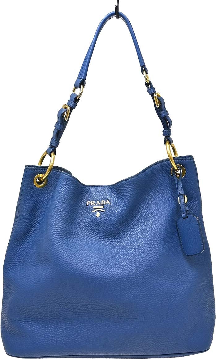 Prada Prada Rolled Hobo Vitello Daino Large Blauw