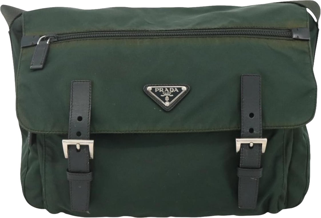 Prada Prada Zip Buckle Messenger Bag Tessuto Medium Rood