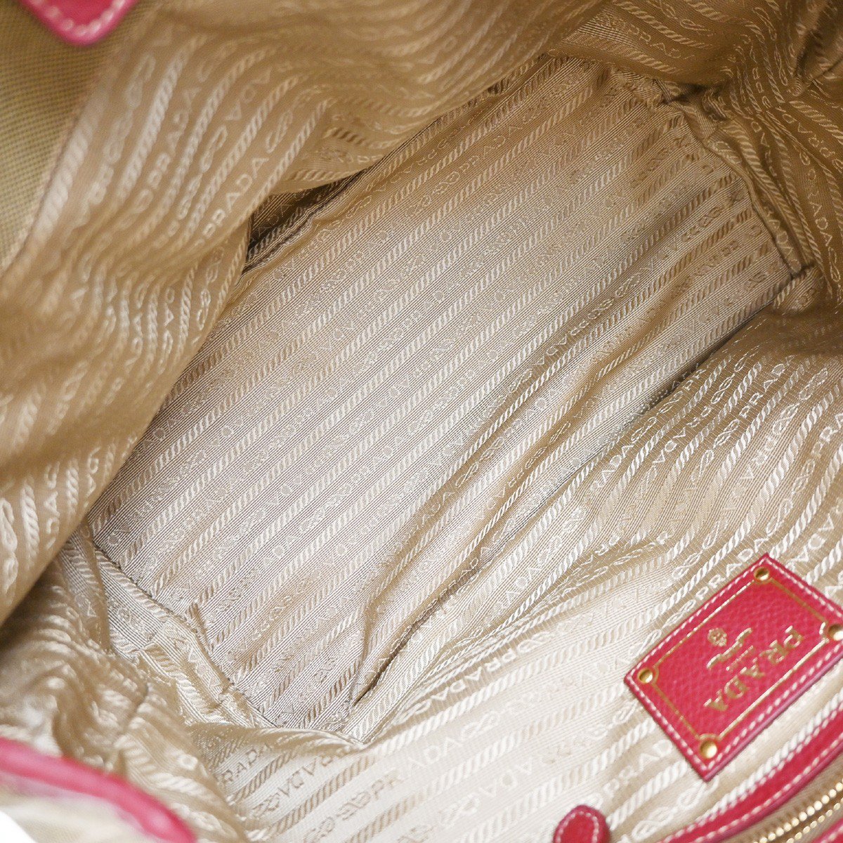 Prada Prada Logo Convertible Tote Canvas with Leather Medium Beige