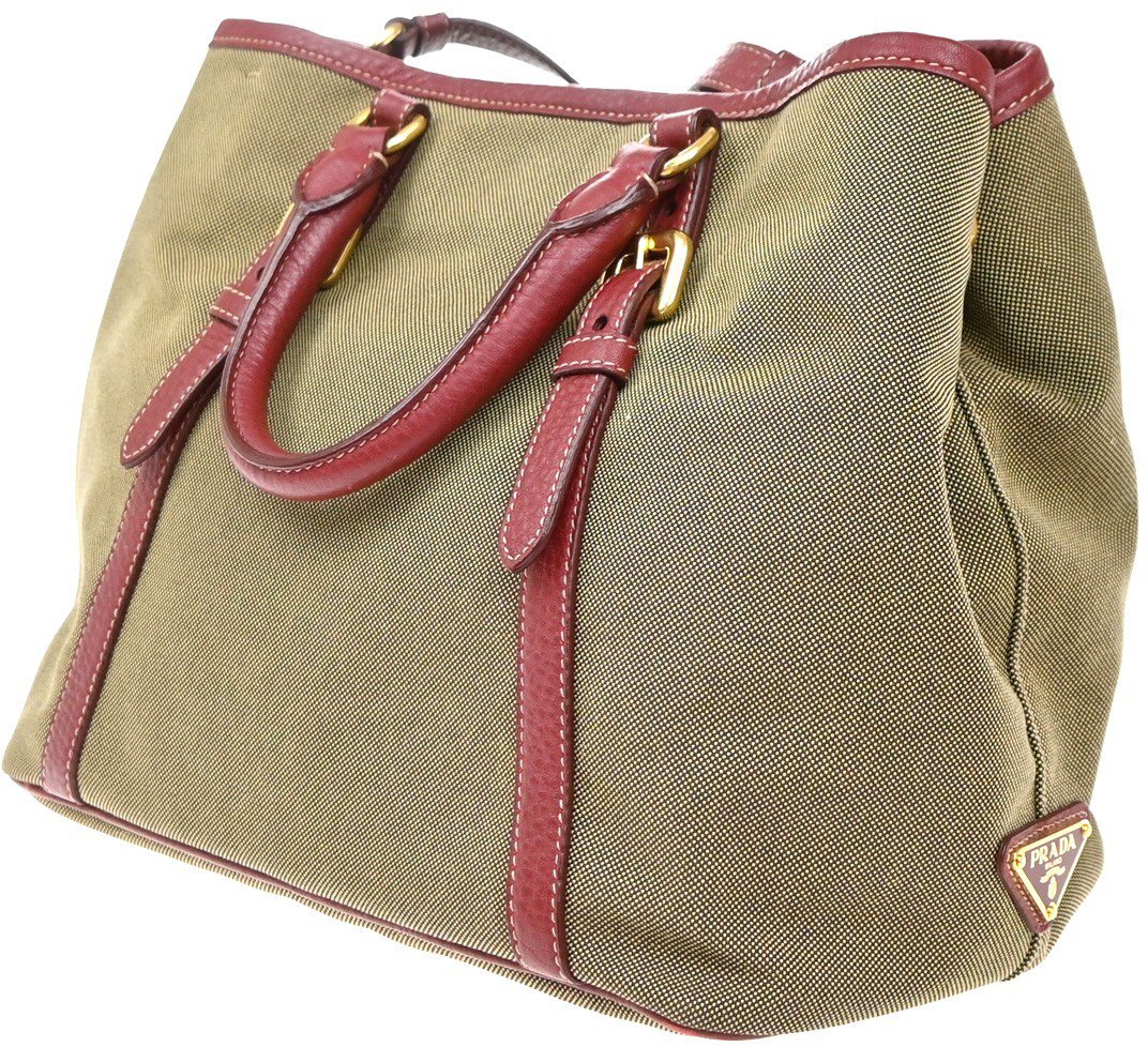 Prada Prada Logo Convertible Tote Canvas with Leather Medium Beige