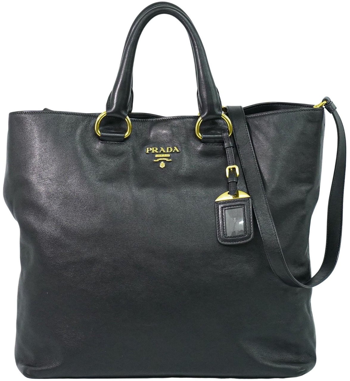 Prada Prada Convertible Shopper Tote Soft Calf Large Zwart