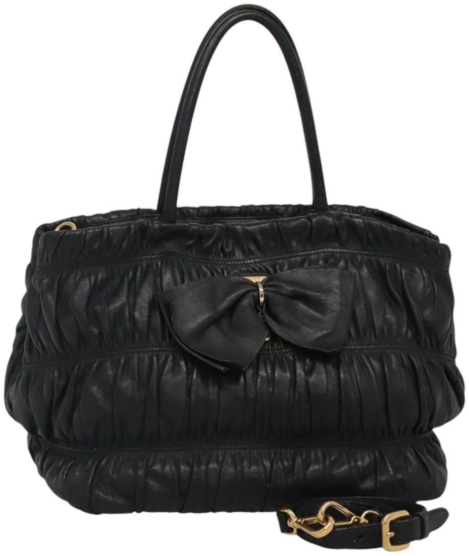 Prada Prada Gaufre Ribbon handbag Leather Zwart