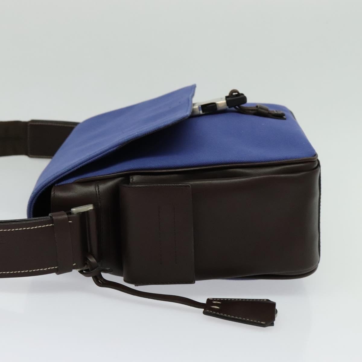 Prada Impunturato Buckle Flap Messenger Bag Canvas Blauw
